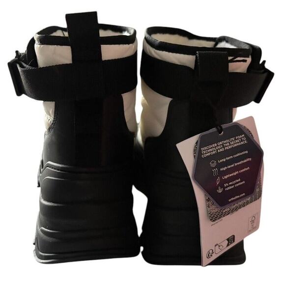 Hunter Womens Boots Short Buckle Snow Buckle Ankle Synthetic Black White Sz 8 - Picture 4 of 11